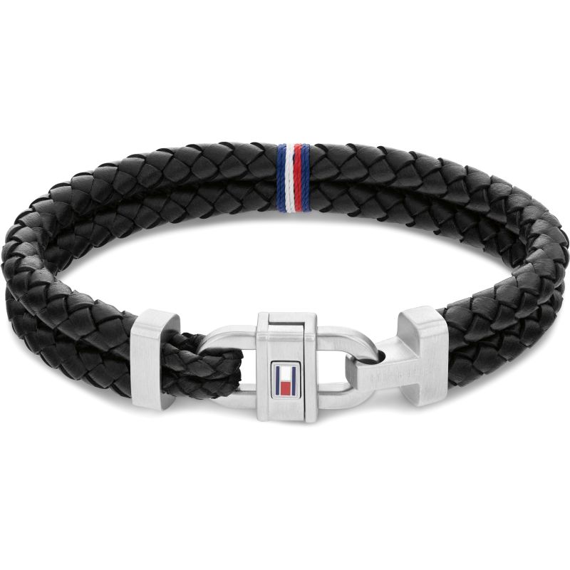 צמיד TOMMY HILFIGER לגבר עור כפול מקולקצית CARABINER עם לוגו המותג דגם