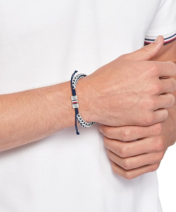 צמיד TOMMY HILFIGER לגבר מתכת מקולקצית BRAIDED METAL עם לוגו המותג דגם