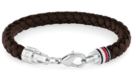 TH-2790546 עם לוגו המותג דגם ICONIC BRAIDED מקולקציית TOMMY HILFIGER צמיד עור כפול דק לגבר של המותג