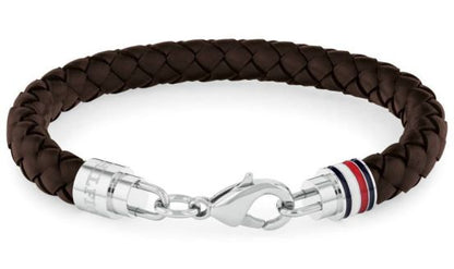 TH-2790546 עם לוגו המותג דגם ICONIC BRAIDED מקולקציית TOMMY HILFIGER צמיד עור כפול דק לגבר של המותג